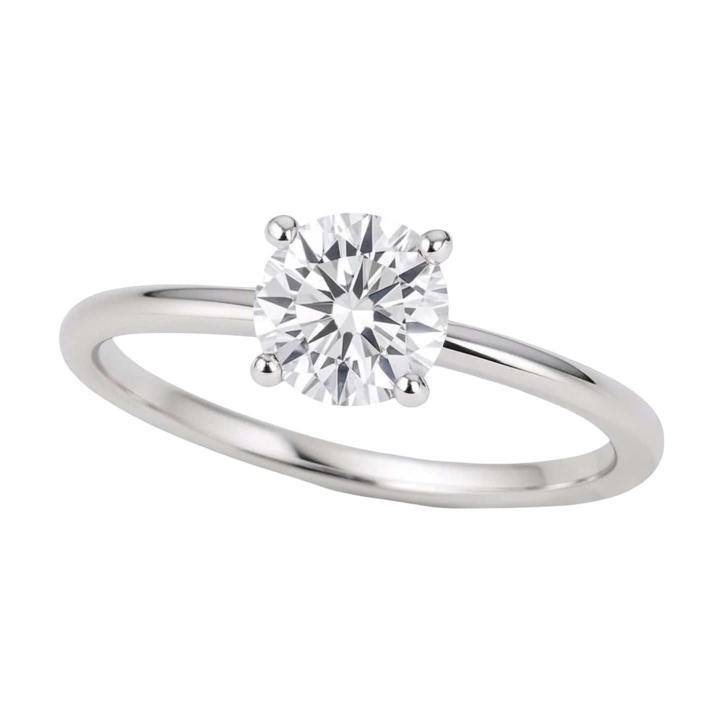 3/4 Carat Round Lab Grown IGI G/VS1 Diamond Solitaire Ring in 10K White Gold 