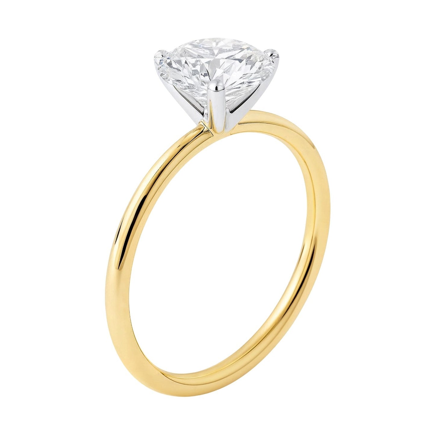 1 1/2 Carat Round Lab Grown IGI G/VS1 Diamond Solitaire Ring in 14K Yellow Gold 