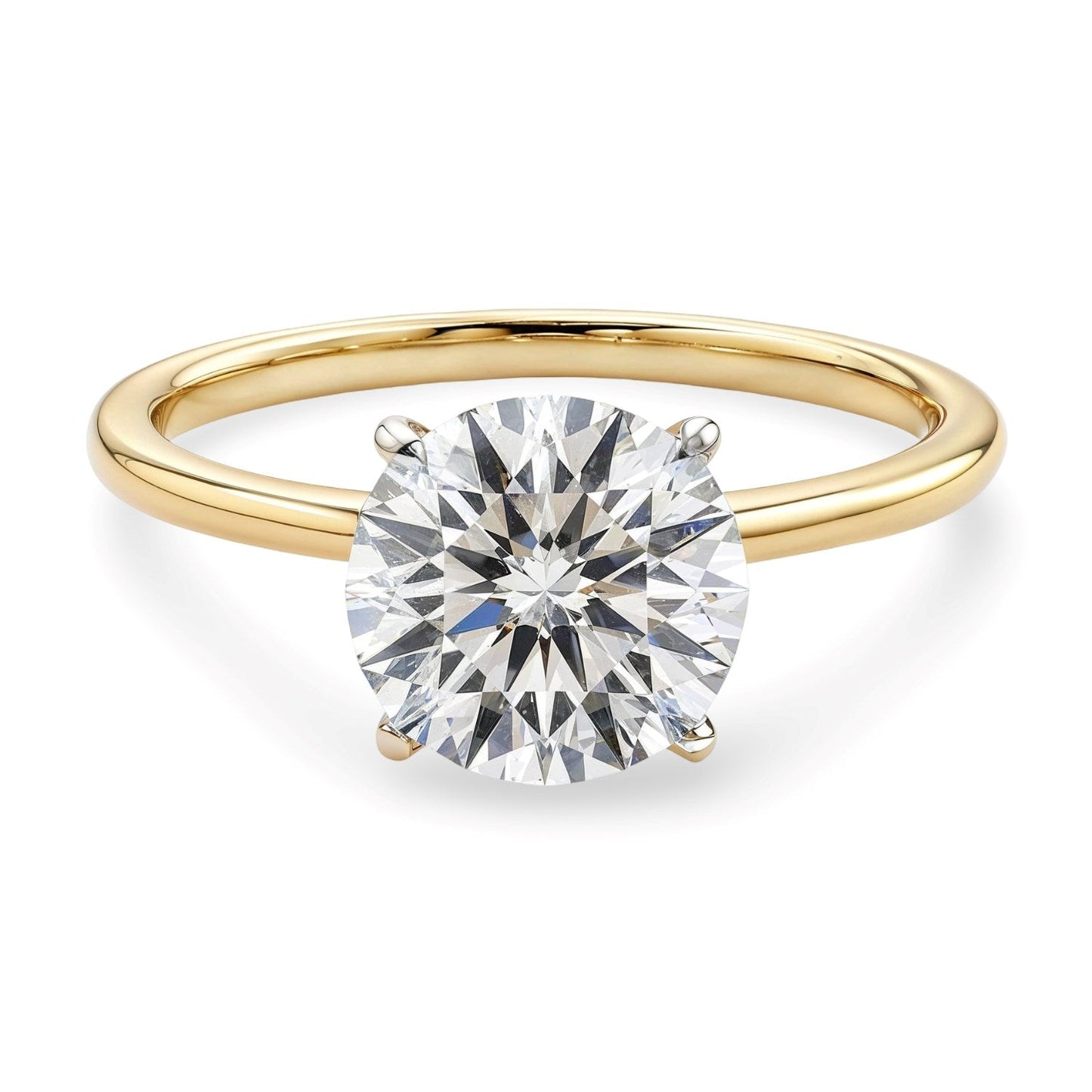 1 1/2 Carat Round Lab Grown IGI G/VS1 Diamond Solitaire Ring in 14K Yellow Gold 