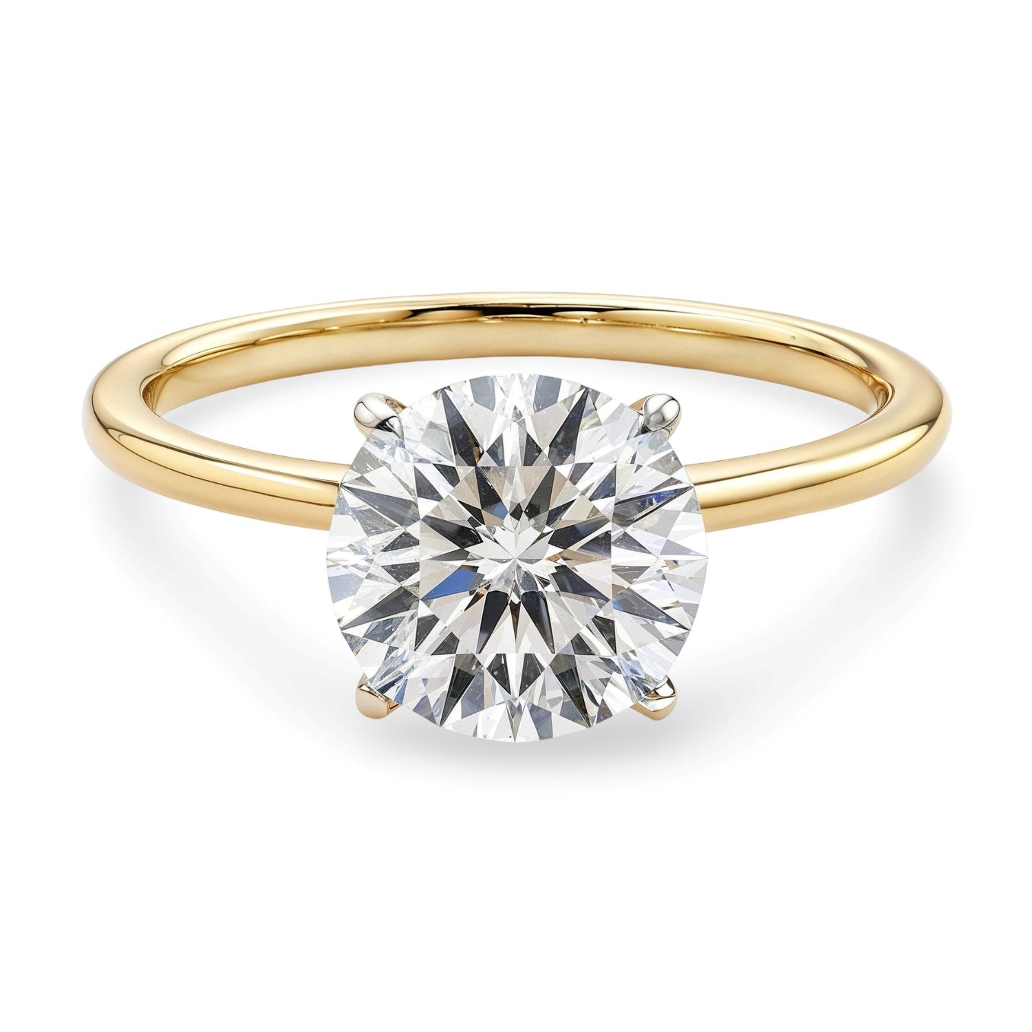 1 1/2 Carat Round Lab Grown IGI G/VS1 Diamond Solitaire Ring in 14K Yellow Gold 