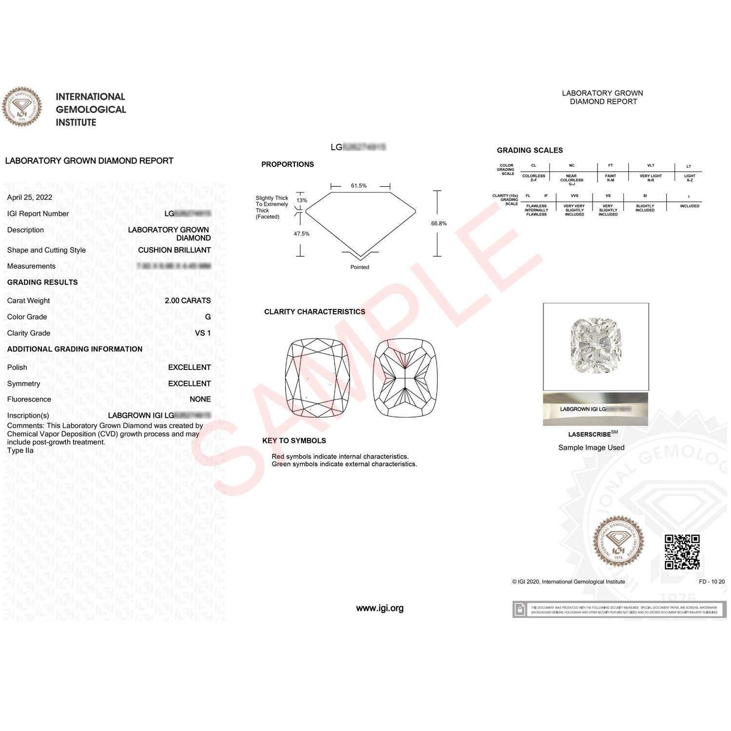 2 Carat Cushion Lab Grown IGI G/VS1 Diamond Solitaire Ring in 10K Yellow Gold 