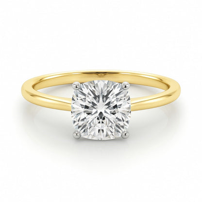 2 Carat Cushion Lab Grown IGI G/VS1 Diamond Solitaire Ring in 10K Yellow Gold 