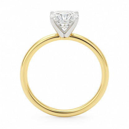 2 Carat Cushion Lab Grown IGI G/VS1 Diamond Solitaire Ring in 10K Yellow Gold 