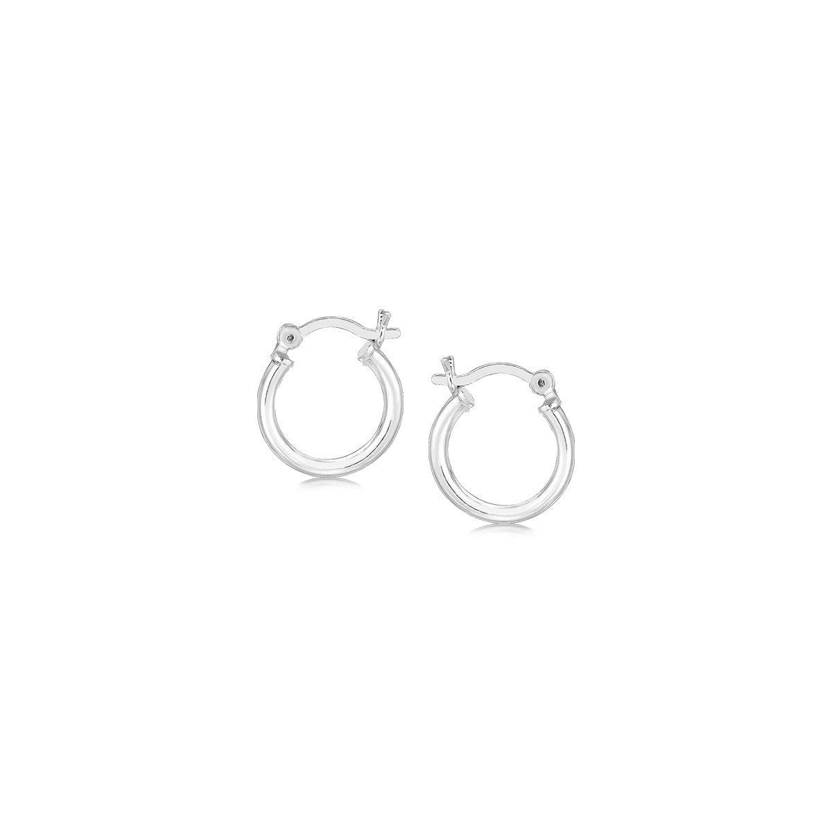 Sterling Silver Rhodium Plated Thin and Small Polished Hoop Earrings (2x10mm) 