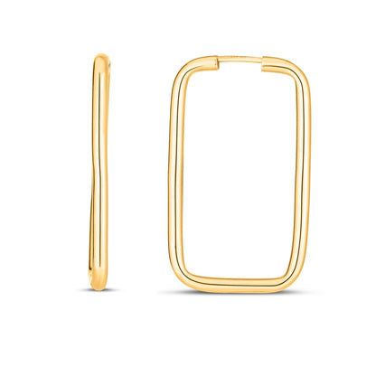14k Yellow Gold Endless Rectangle Hoops 