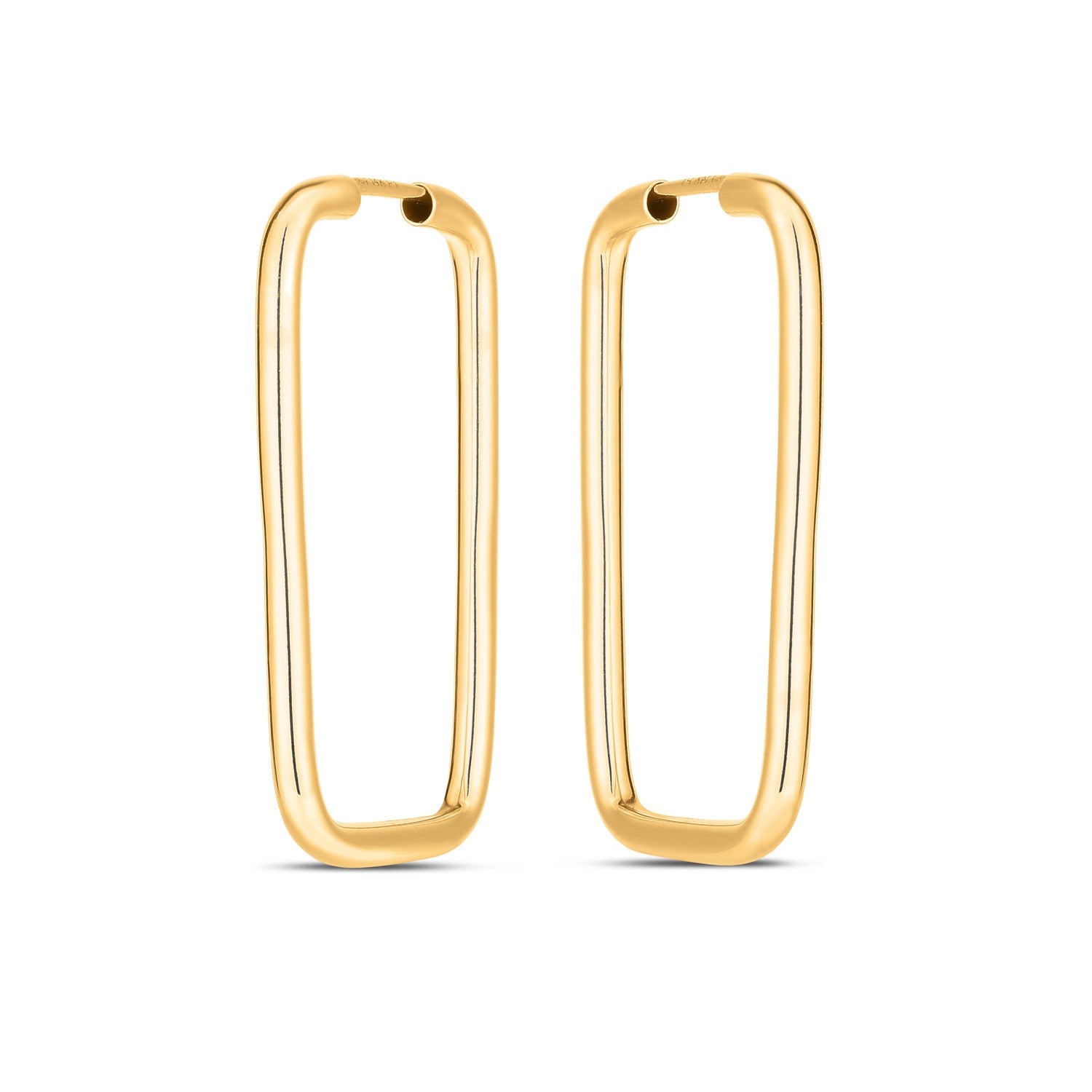 14k Yellow Gold Endless Rectangle Hoops 