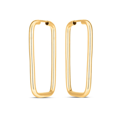14k Yellow Gold Endless Rectangle Hoops 