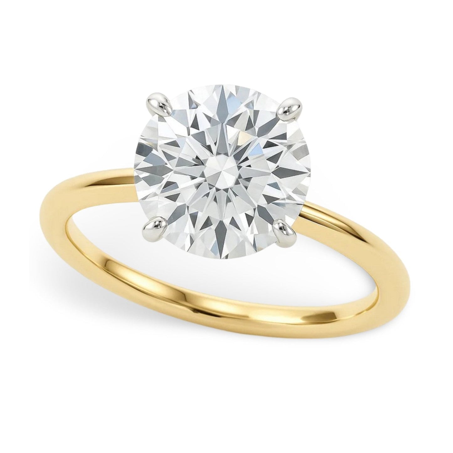 2 Carat Round Lab Grown IGI G/VS1 Diamond Solitaire Ring in 10K Yellow Gold 