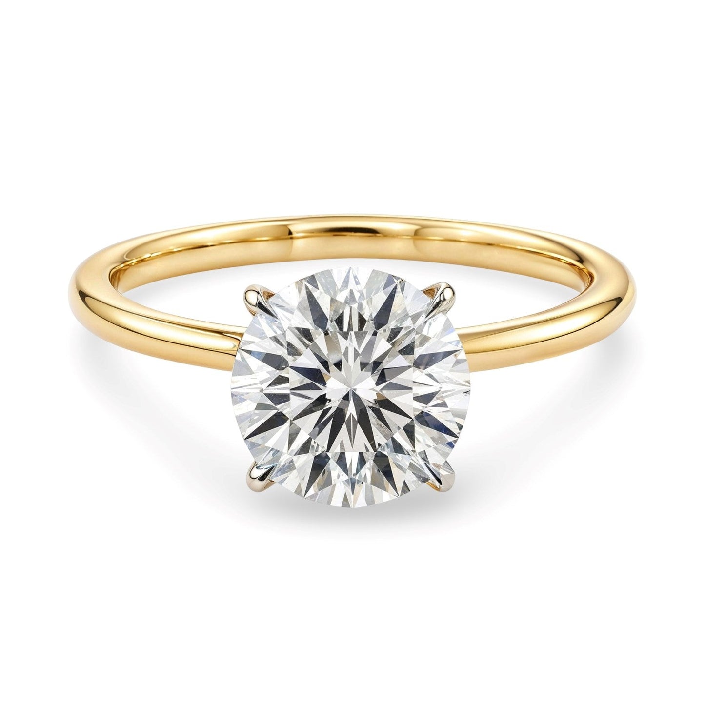 2 Carat Round Lab Grown IGI G/VS1 Diamond Solitaire Ring in 10K Yellow Gold 