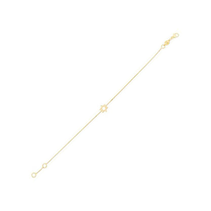 14k Yellow Gold Star of David Bracelet 