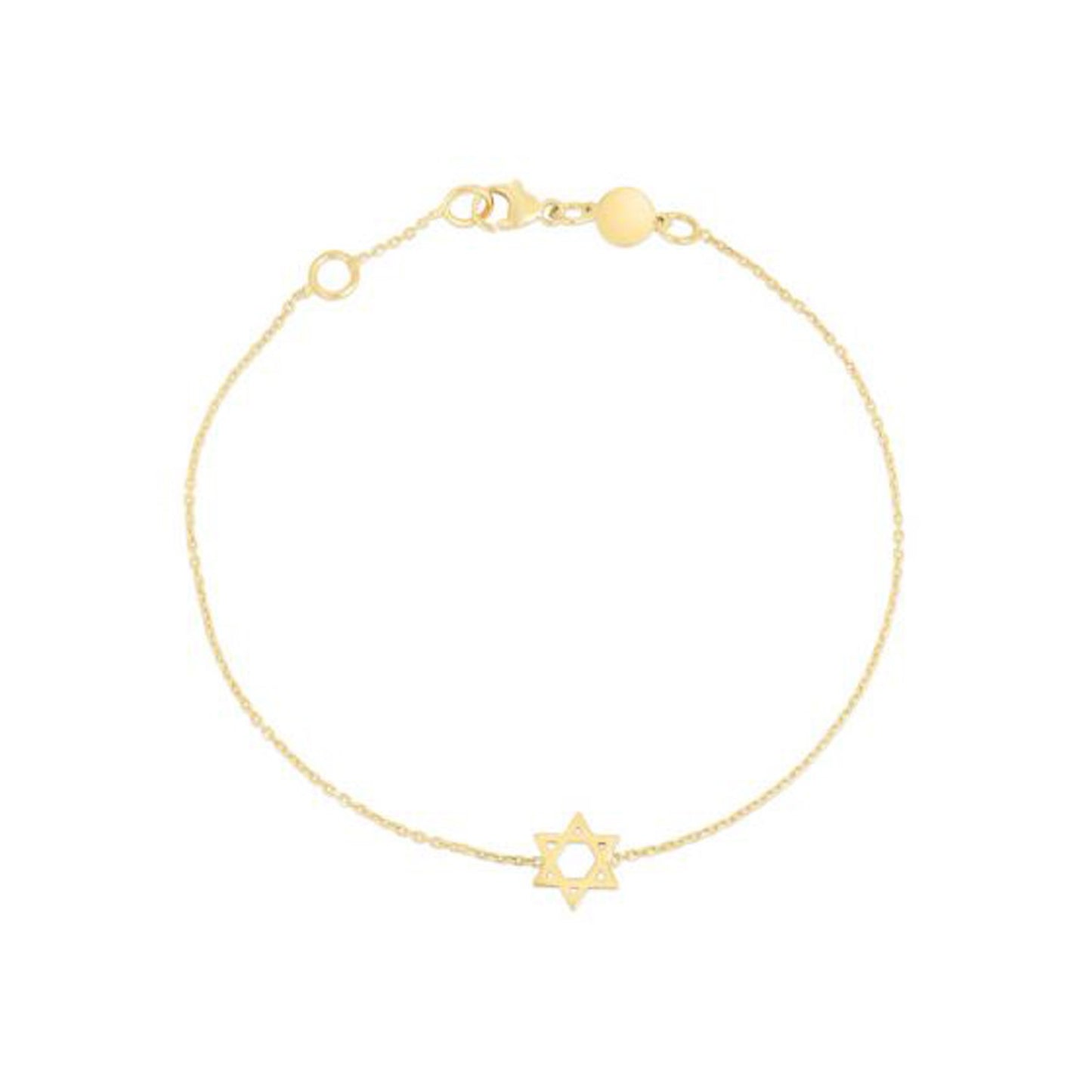 14k Yellow Gold Star of David Bracelet 