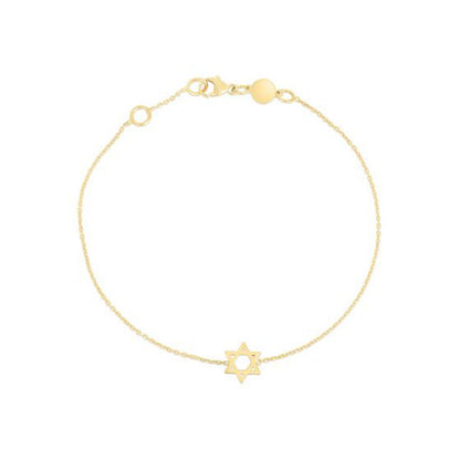 14k Yellow Gold Star of David Bracelet 