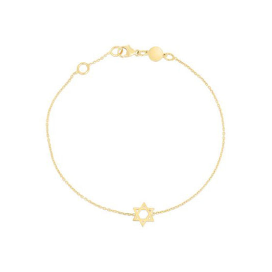 14k Yellow Gold Star of David Bracelet 