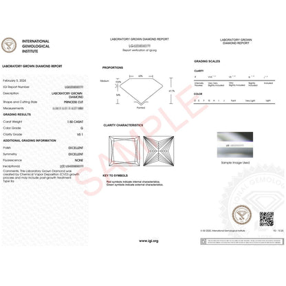 1.50Ct Princess Lab Grown IGI G/VS1 Diamond Ring in 10K Yellow Gold 