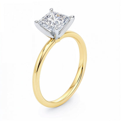 1.50Ct Princess Lab Grown IGI G/VS1 Diamond Ring in 10K Yellow Gold 