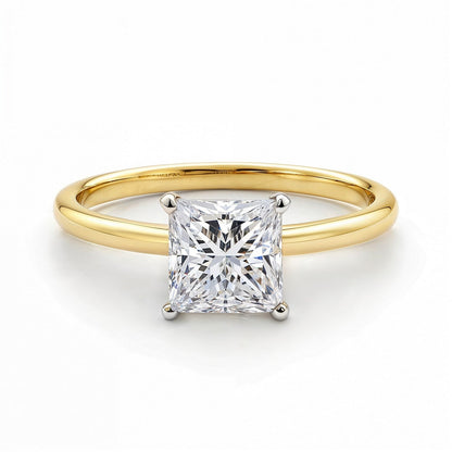 1.50Ct Princess Lab Grown IGI G/VS1 Diamond Ring in 10K Yellow Gold 