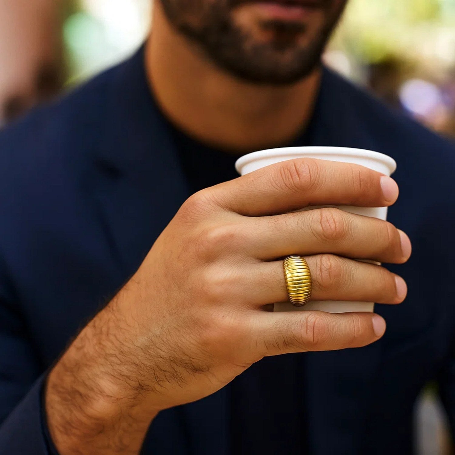 14K Yellow Gold Graduated Tubogas Ring (9.60 mm) 