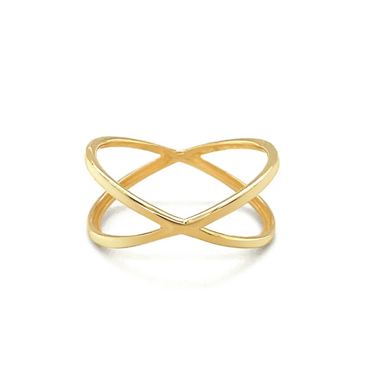 14k Yellow Gold Polished X Profile Ring 