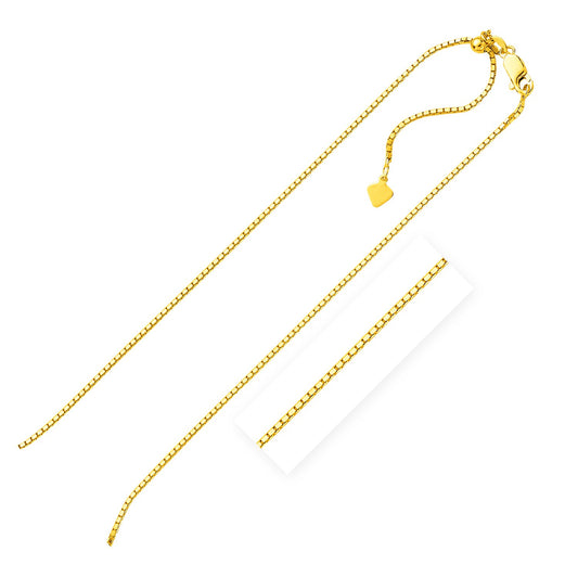 Sterling Silver Yellow Finish Adjustable Box Chain (1.40 mm) 