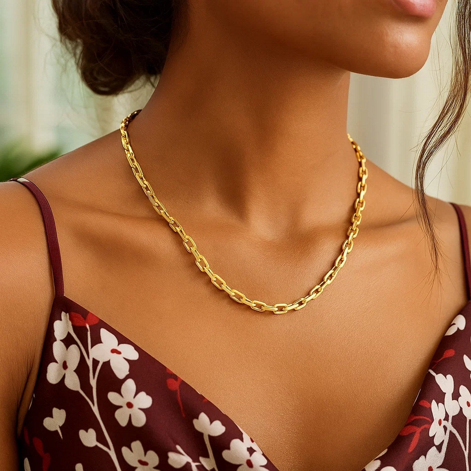 14k Yellow Gold Paperclip Chain Necklace (4.20 mm) 