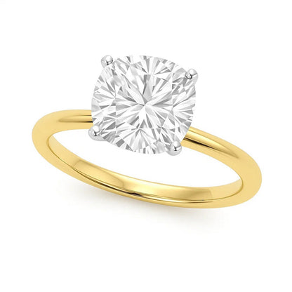 5 Carat Cushion Lab Grown IGI G/VS1 Diamond Solitaire Ring in 14K Yellow Gold 