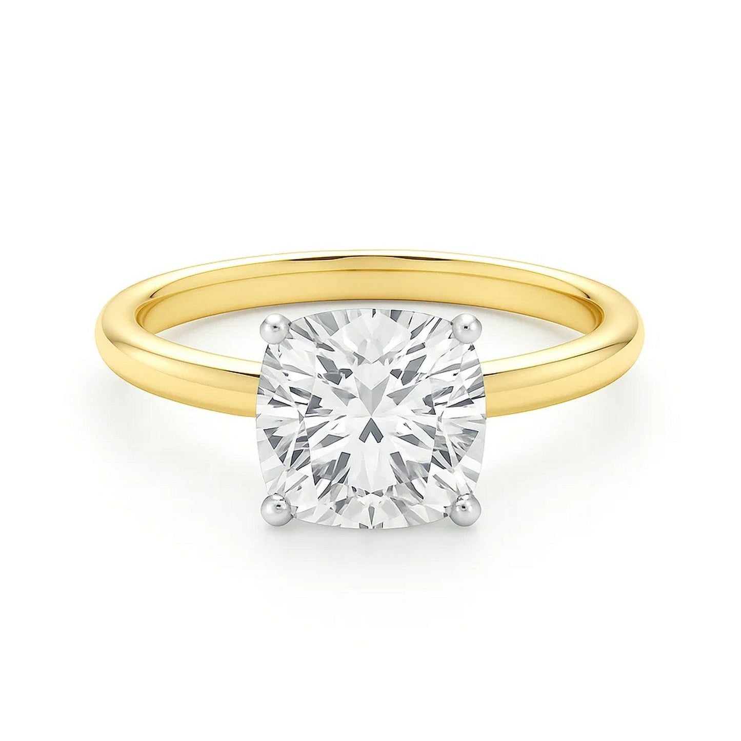 5 Carat Cushion Lab Grown IGI G/VS1 Diamond Solitaire Ring in 14K Yellow Gold 