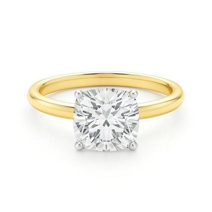 5 Carat Cushion Lab Grown IGI G/VS1 Diamond Solitaire Ring in 14K Yellow Gold 
