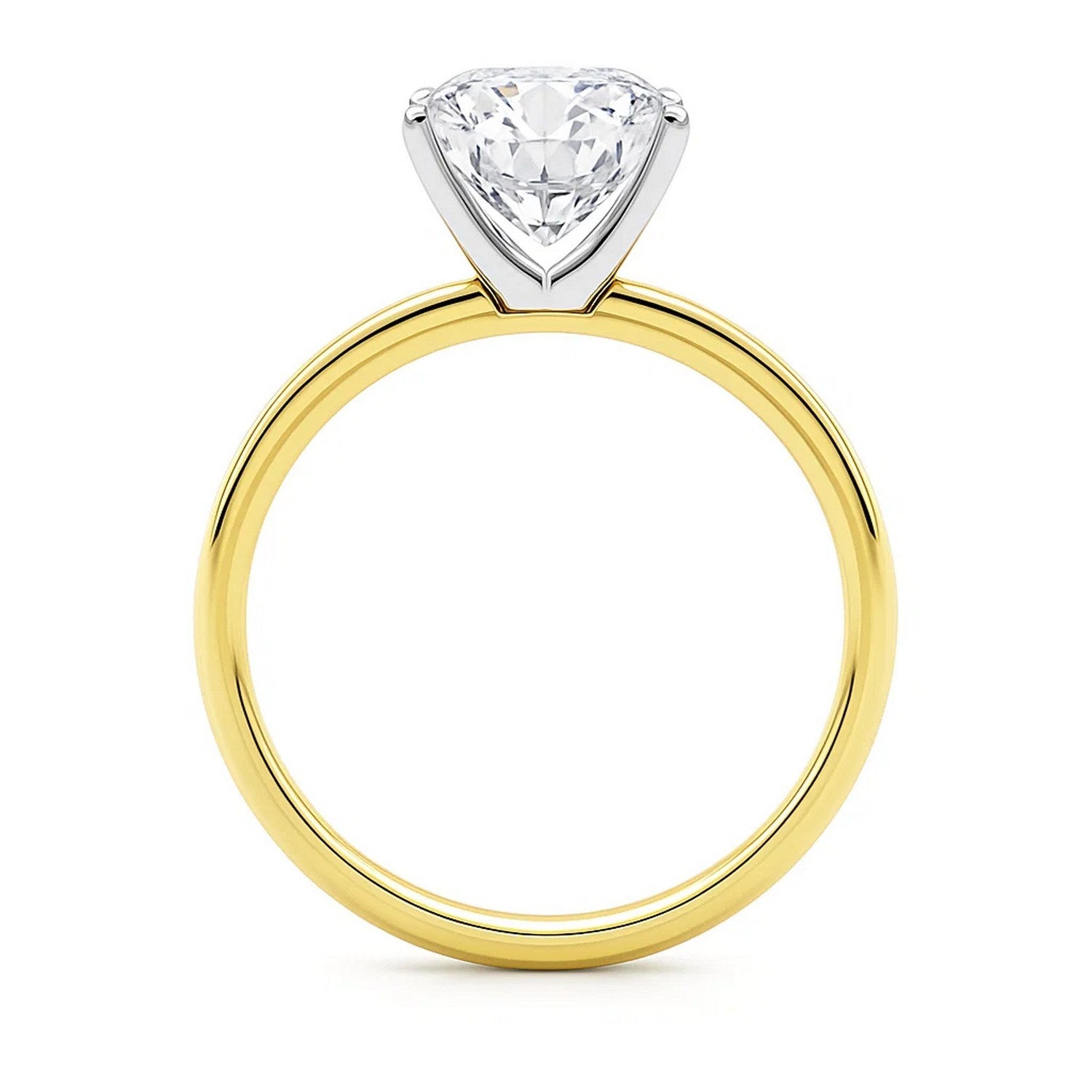 5 Carat Cushion Lab Grown IGI G/VS1 Diamond Solitaire Ring in 14K Yellow Gold 