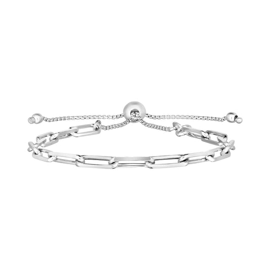 Sterling Silver Paperclip Chain Adjustable Bracelet (3.80 mm) 