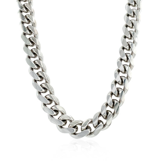 Sterling Silver Rhodium Plated Miami Cuban Chain (8.40 mm) 