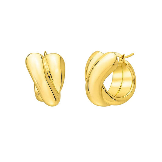 Crossover Hoop Earrings in 14K Yellow Gold 