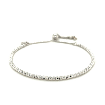 Adjustable Fine Shiny Beaded Bracelet in Sterling Silver (1.50 mm) 