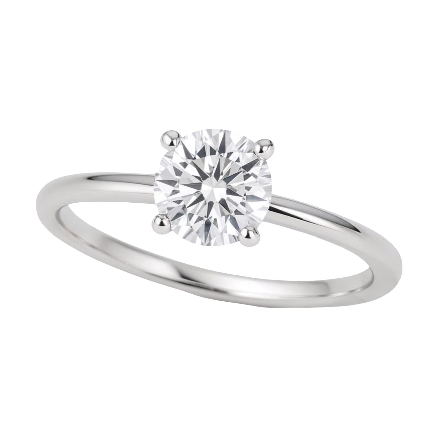 Engagement Ring 3/4 Carat Round Lab Grown IGI G/VS1 Diamond Solitaire Ring in Sterling Silver 