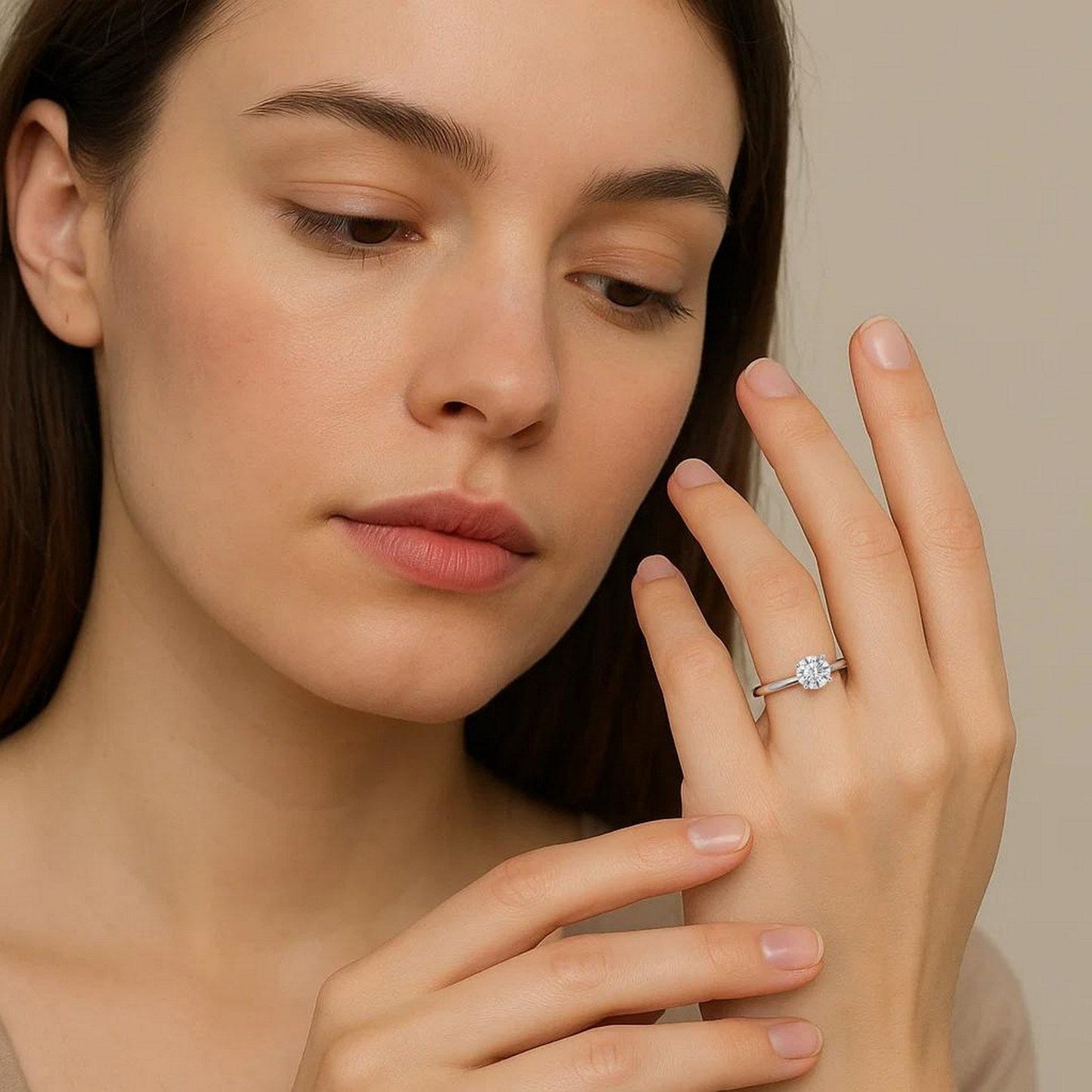 Engagement Ring 3/4 Carat Round Lab Grown IGI G/VS1 Diamond Solitaire Ring in Sterling Silver 