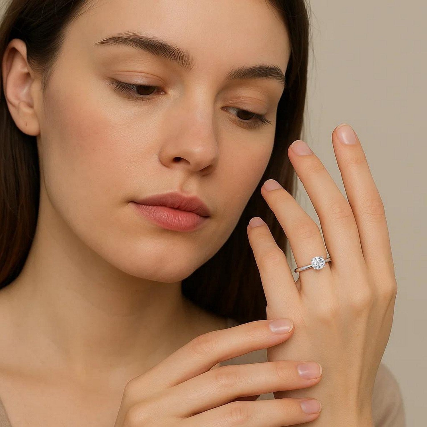 Engagement Ring 3/4 Carat Round Lab Grown IGI G/VS1 Diamond Solitaire Ring in Sterling Silver 