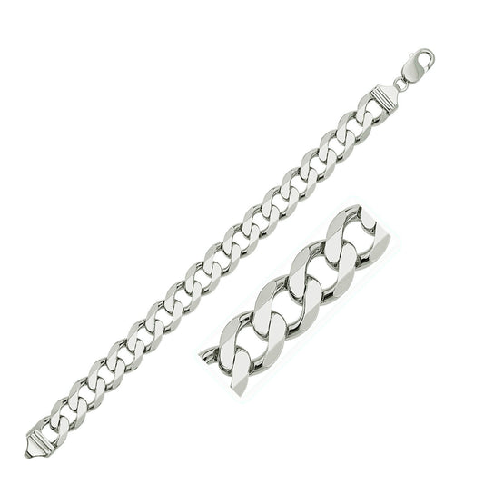 Rhodium Plated Sterling Silver Curb Style Bracelet (11.60 mm) 