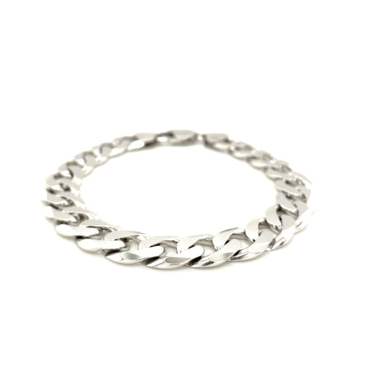 Rhodium Plated Sterling Silver Curb Style Bracelet (11.60 mm) 