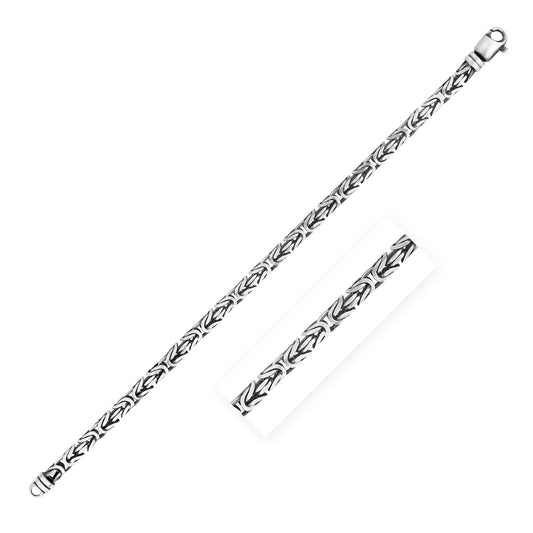 Sterling Silver Gunmetal Finish Byzantine Chain Bracelet (5.00 mm) 