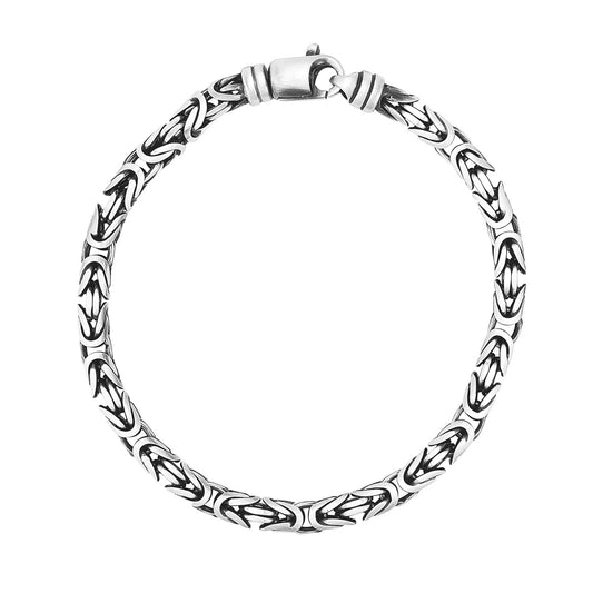 Sterling Silver Gunmetal Finish Byzantine Chain Bracelet (5.00 mm) 