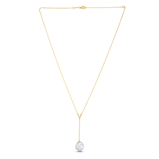 14k Yellow Gold Tesoro Pearl Lariat Necklace 
