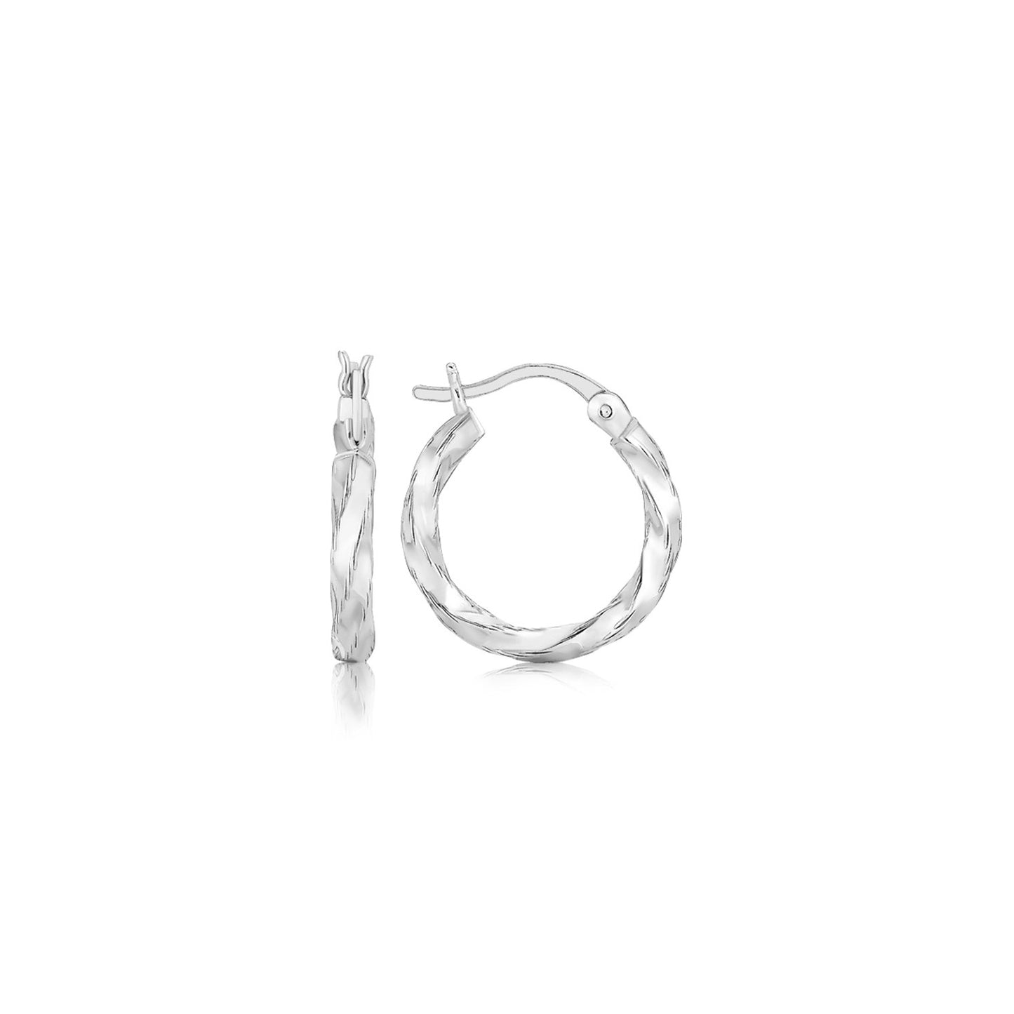 Spiral Style Polished Hoop Earrings in Sterling Silver(3x15mm) 