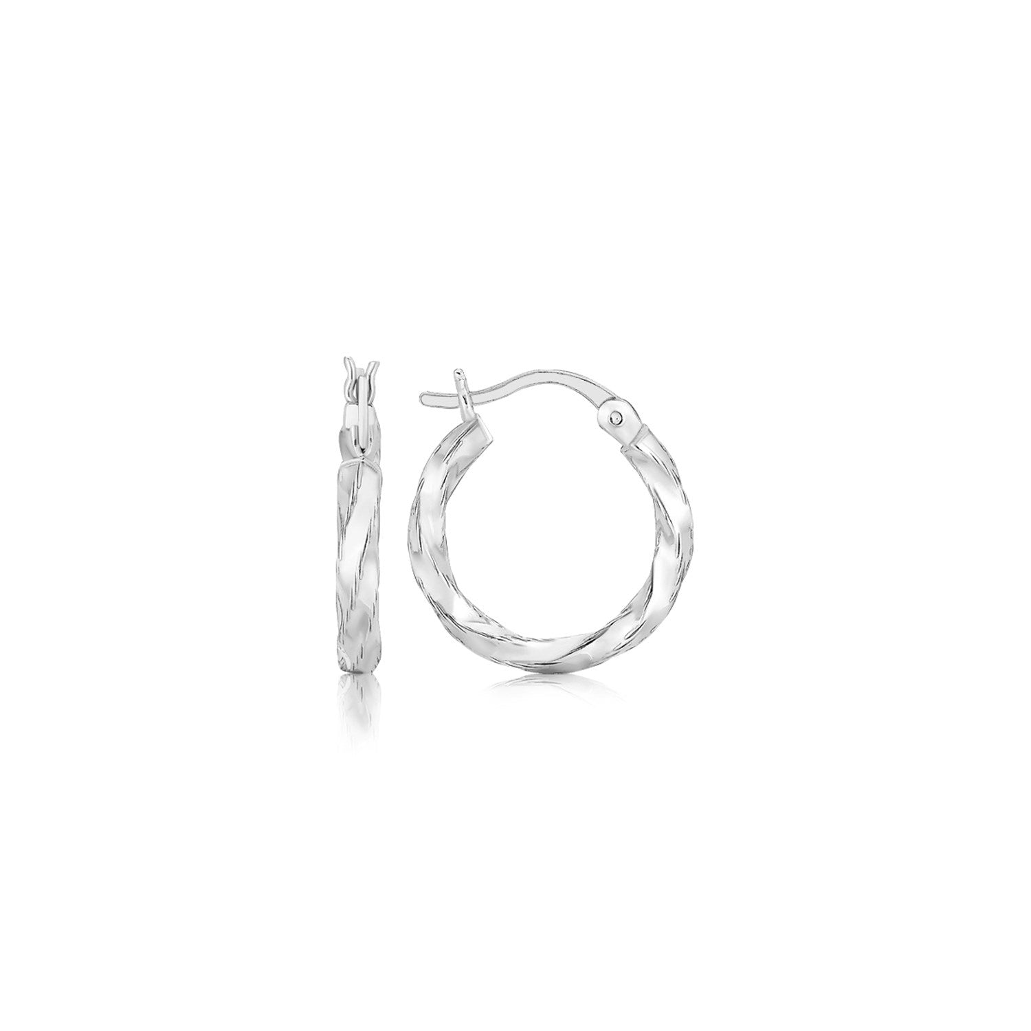 Spiral Style Polished Hoop Earrings in Sterling Silver(3x15mm) 