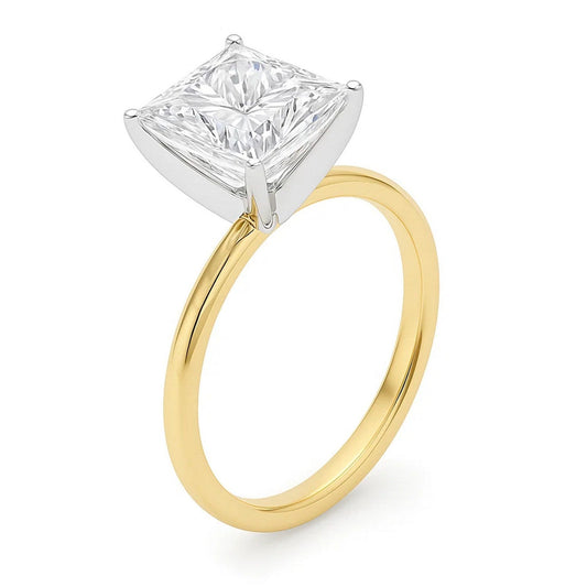Engagement Ring 5 Carat Princess Lab Grown IGI G/VS1 Diamond Solitaire Ring in 14K Yellow Gold 