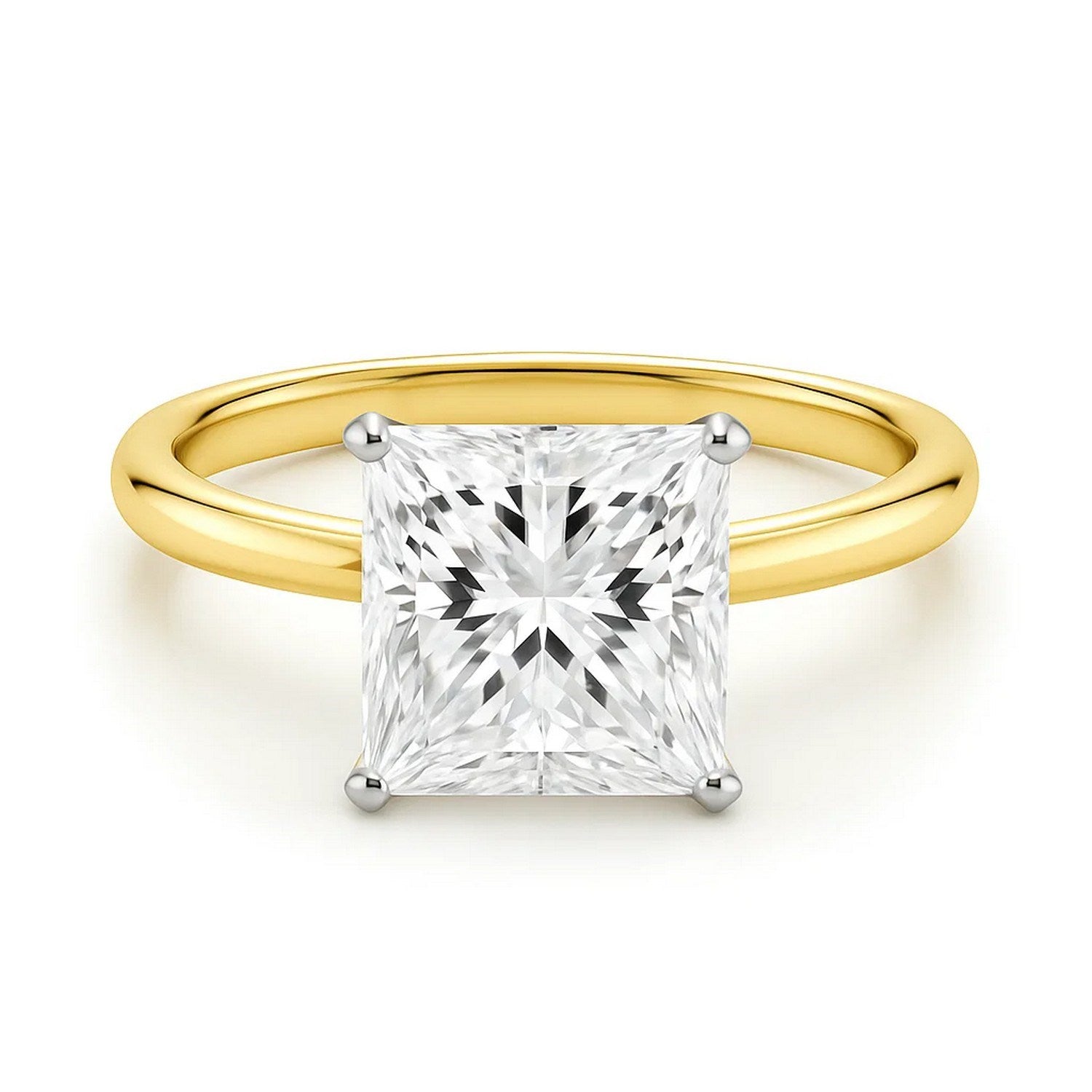 Engagement Ring 5 Carat Princess Lab Grown IGI G/VS1 Diamond Solitaire Ring in 14K Yellow Gold 