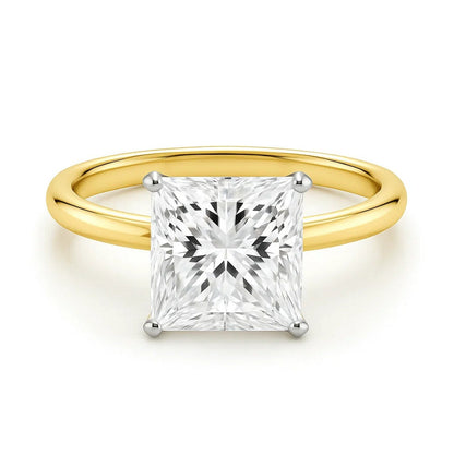 Engagement Ring 5 Carat Princess Lab Grown IGI G/VS1 Diamond Solitaire Ring in 14K Yellow Gold 