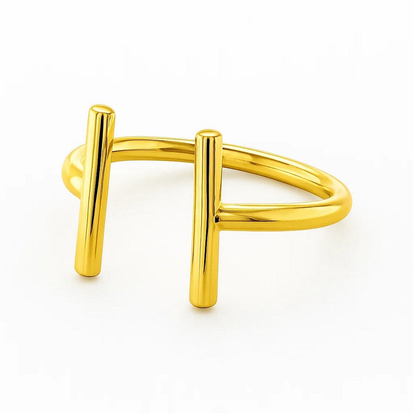 14k Yellow Gold Open Ring with Bars 