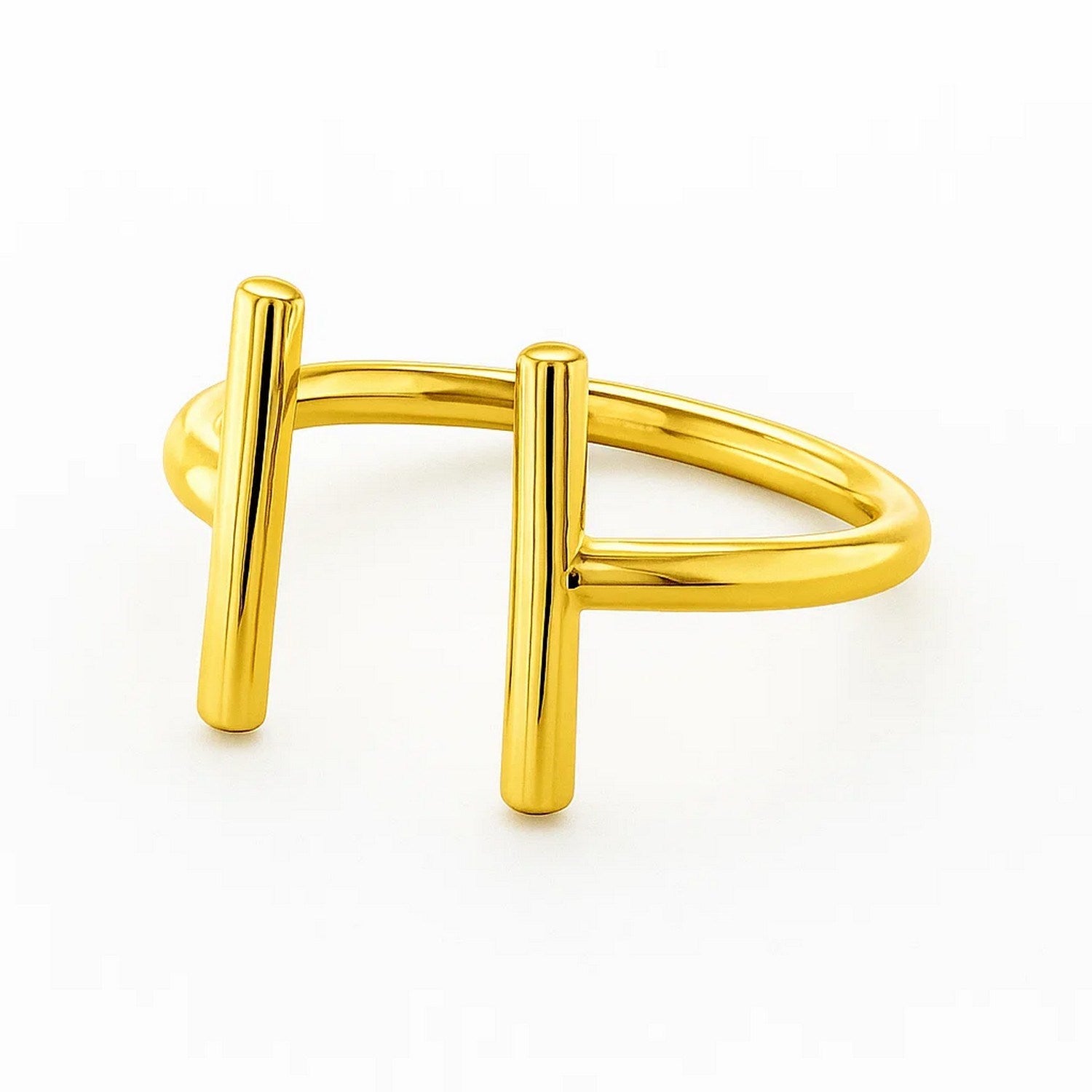 14k Yellow Gold Open Ring with Bars 