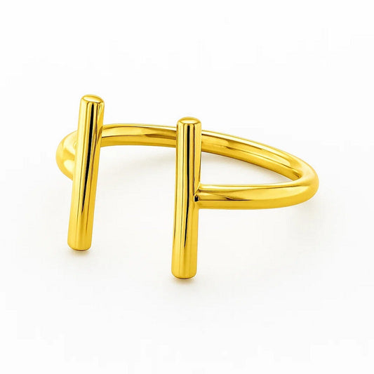 14k Yellow Gold Open Ring with Bars 