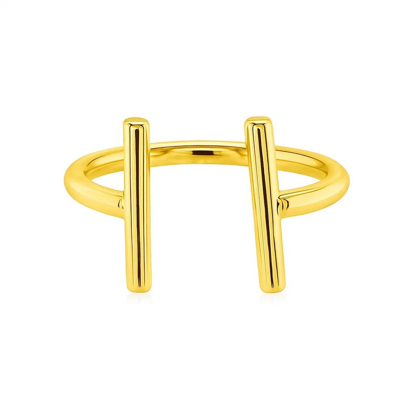 14k Yellow Gold Open Ring with Bars 