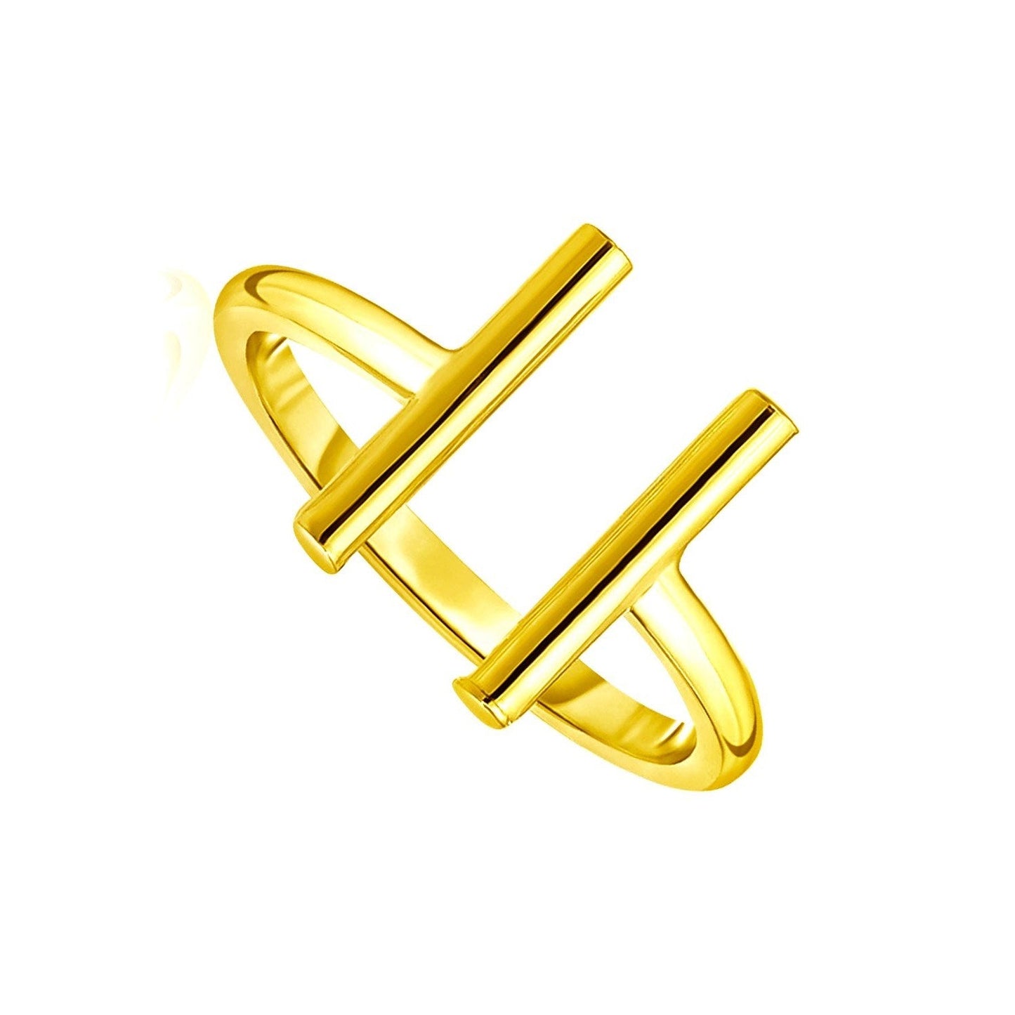 14k Yellow Gold Open Ring with Bars 